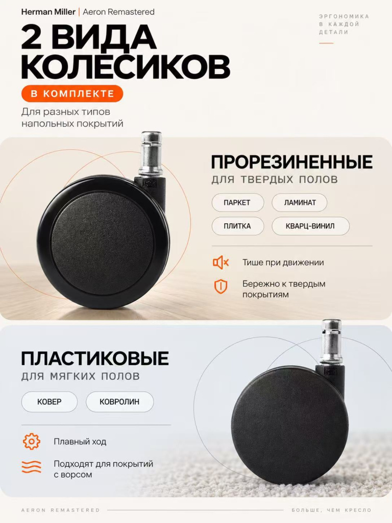 Колесики для компьютерного кресла herman miller