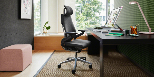 Кресло Steelcase Gesture Onyx / Рlаtinum Меtаlliс с подголовником
